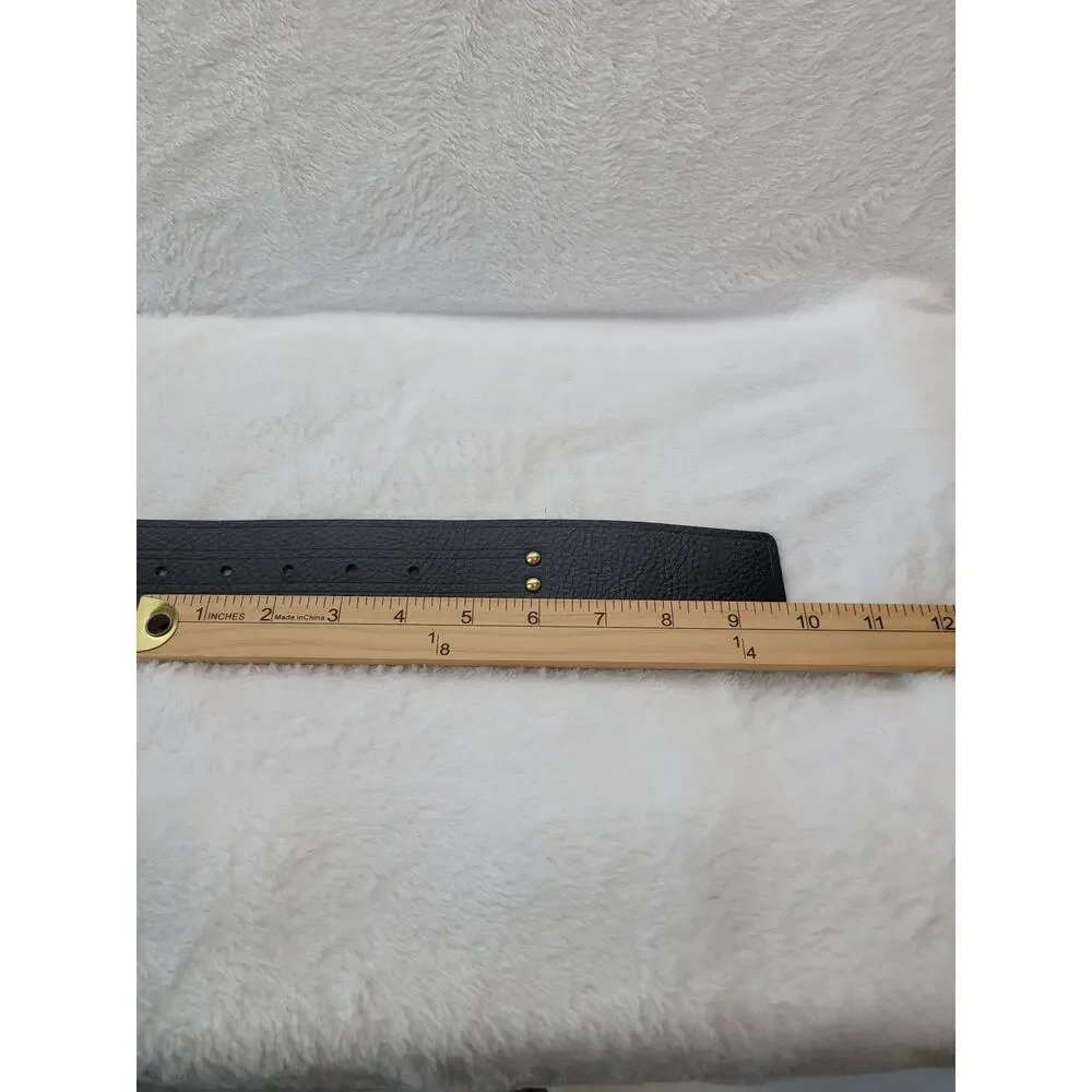Michael Kors Leather Belt Black Brown Gold Logo XL Luxury Capsule Minimalist